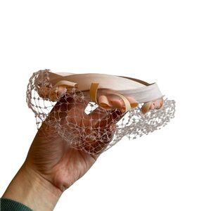 Vintage Pink Accented Hat with Bows & Mesh Lining – Women’s Dress Hat